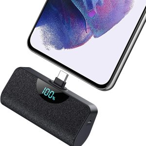 Mini Portable Charger USB-C Power Bank 5200mAh,Ultra Compact LCD Display Battery Pack Backup Charger Compatible with iPhone 15/15 Plus/15 Pro/15 Pro Max Samsung,Moto,Google Pixel,Android Phones etc