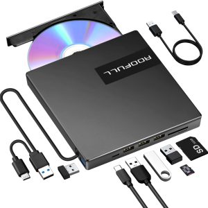 External CD DVD +/-RW Drive, CD Burner USB 3.0 with 2 SD/TF Card Reader and 4 USB Ports, DVD/CD-ROM Optical Disk Drive Player Writer for Laptop Mac, PC Windows 11/10/8/7, Linux OS