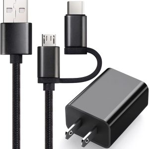 WindSwallow Fast Charger for Wireless Bluetooth Headphone Sports Earbuds Earphone Gaming Headset Speaker, Adapter Power Charging Cable Cord (USB Type C & Micro)